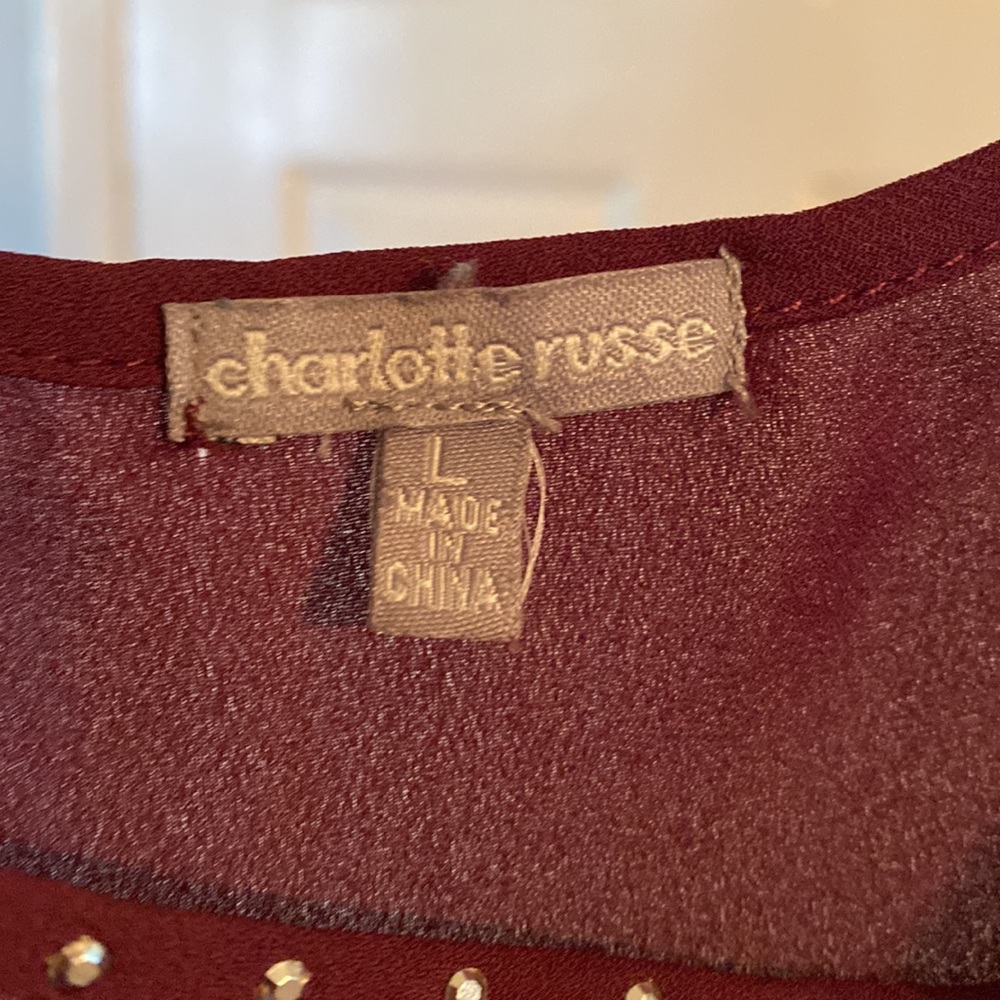 Maroon Cold Shoulder Top - Picture 3 of 6